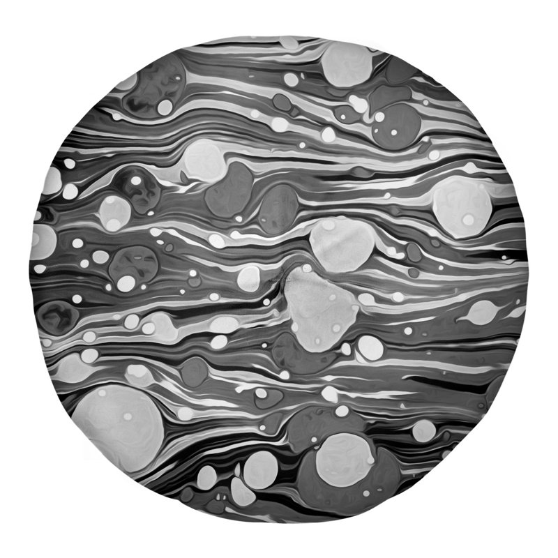 Coussin de plancher tourbillons, 26 po x 26 po, Noir / blanc
