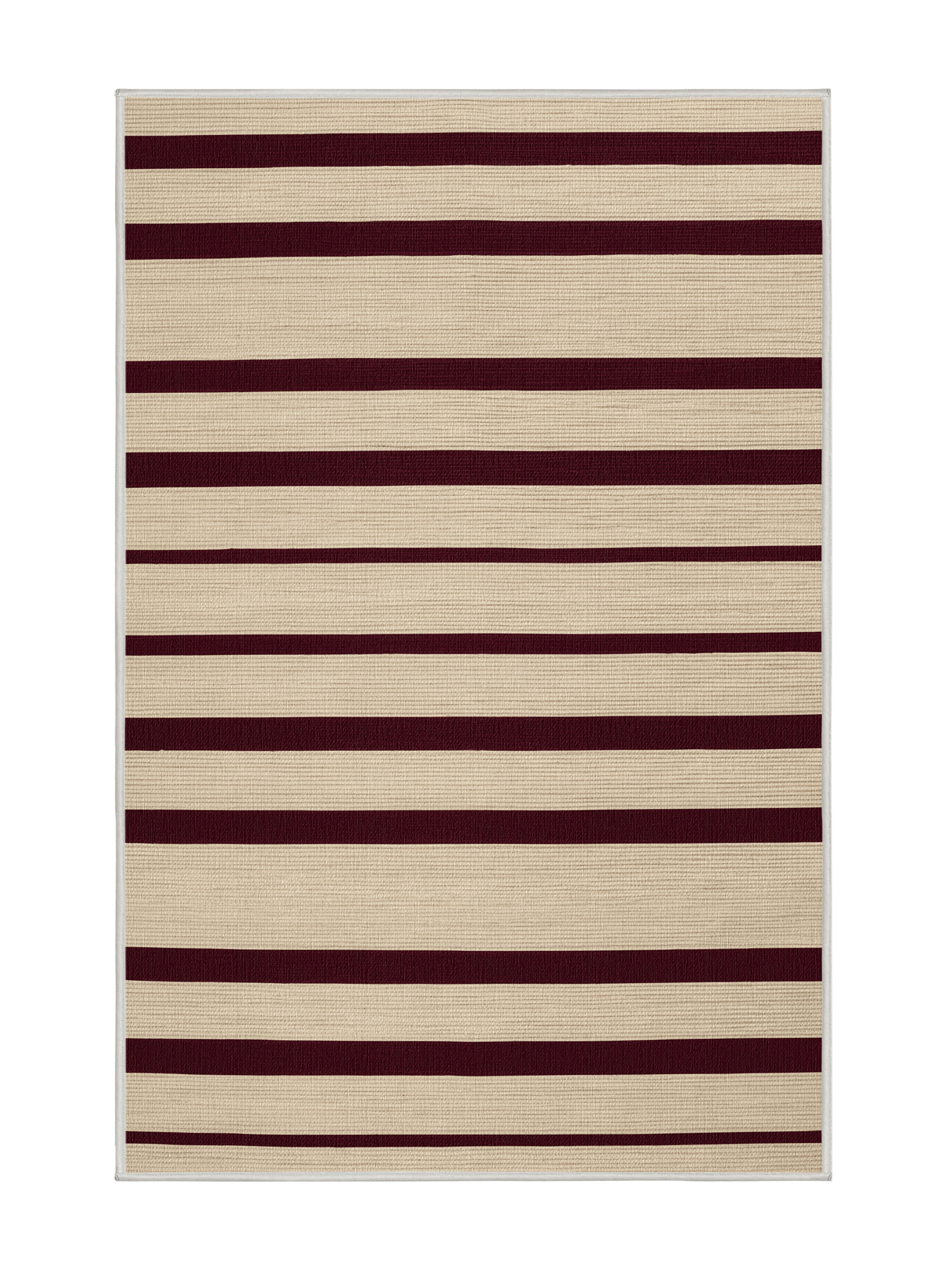 Long Horizontal Rug Hokku Designs Machine Washable Horizontal Stripes Beige Area Rug | Wayfair