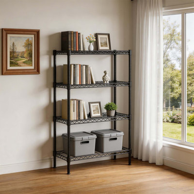 Étagères grillagées polyvalentes réglables robustes à 4 niveaux - Supports de rangement en métal résistant à la rouille pour la cuisine, le garage, la salle de bain et le garde-manger