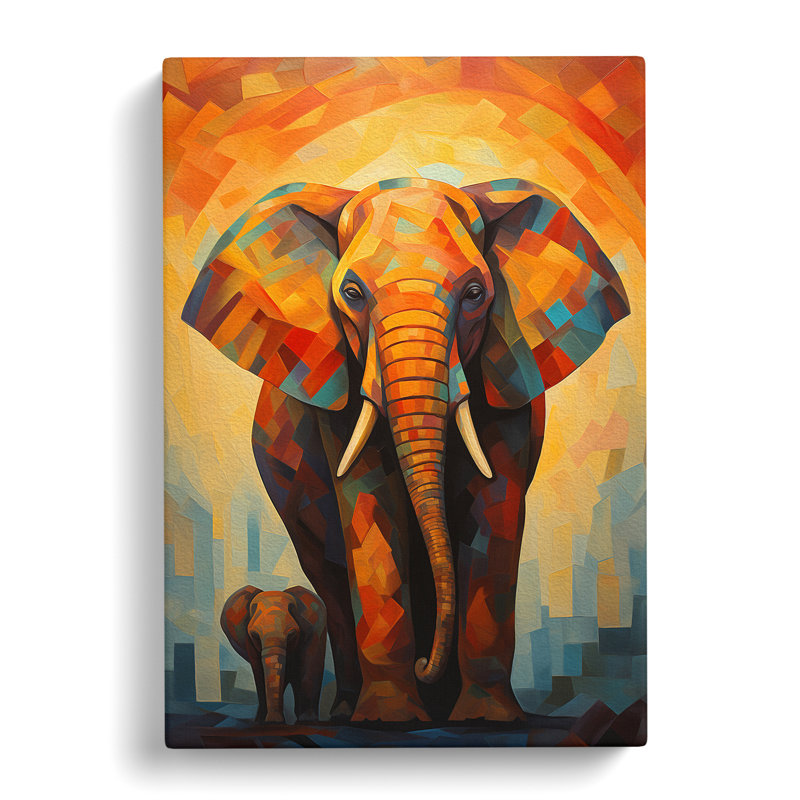 Elephant Cubism No.2 - Wrapped Canvas, 50cm H x 35cm W x 3cm D