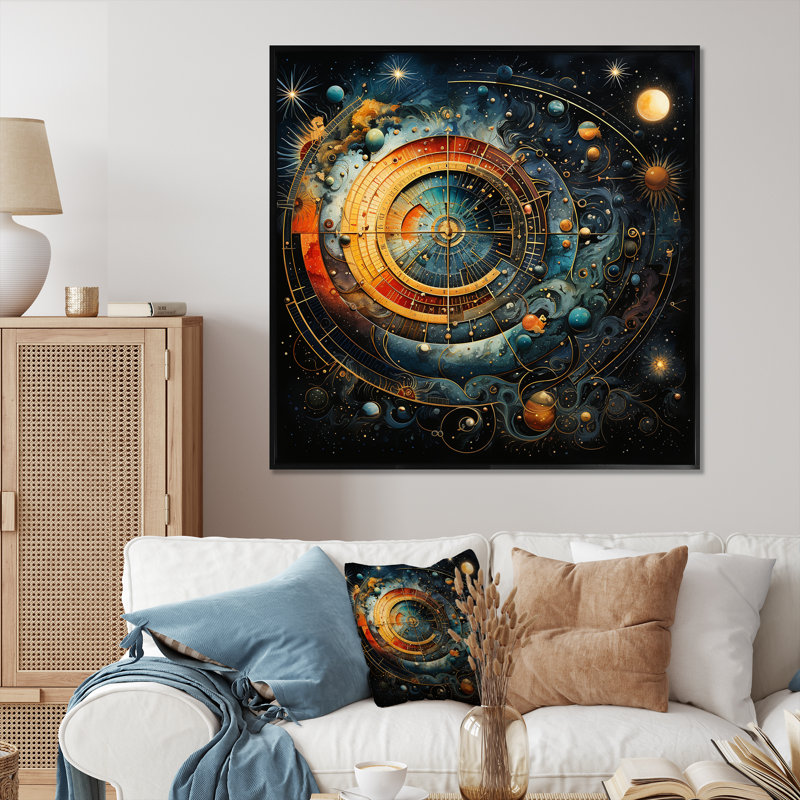 Celestial Astrology Galaxy Collage IV - Astrology, art mural, Cadre flottant noir, H 30 po x l 30 po x P 1,5 po