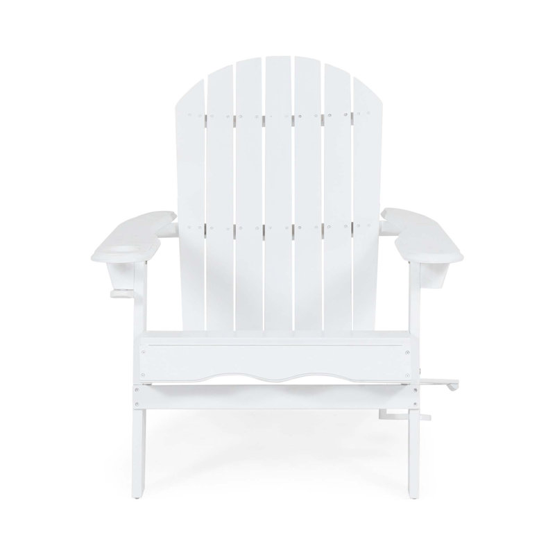 Chaise Adirondack pliante rustique avec porte-gobelets, Blanc