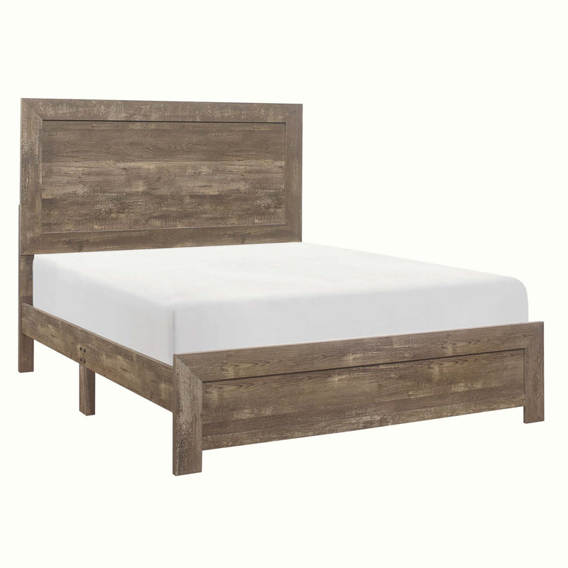 Rustic Panel Bed Wooden Bedroom Furniture 1Pc, Bed In A Box, Full, Rustic Brown