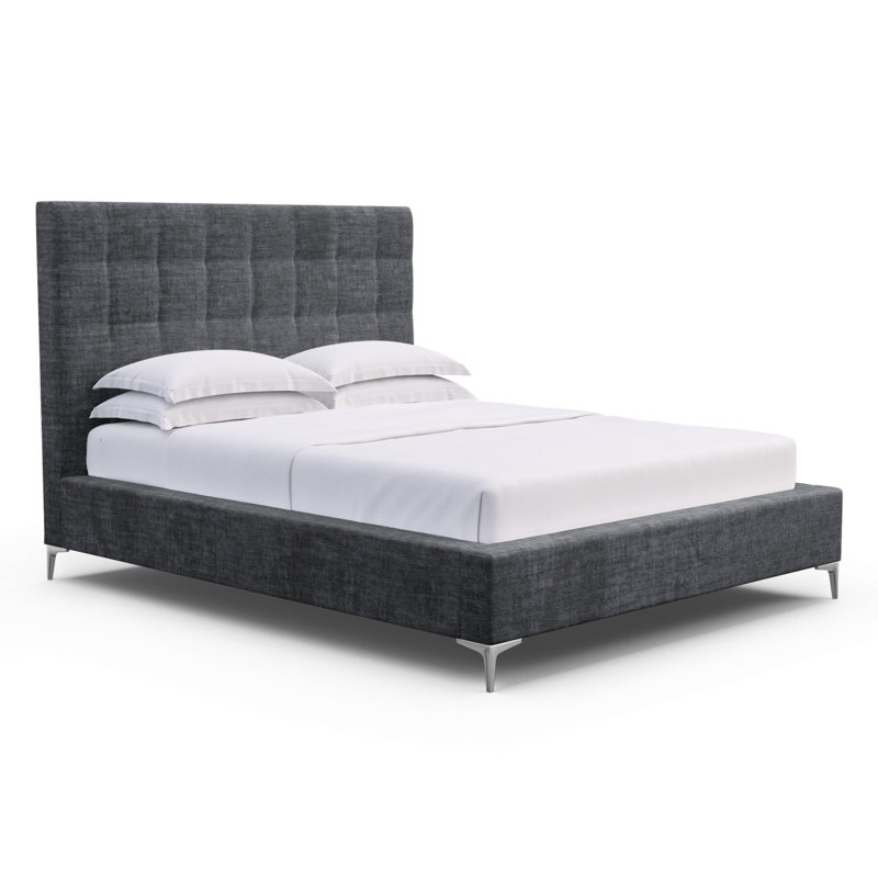 Bryant Upholstered Bed, California King, Crushed Velvet Graphite, Ebony