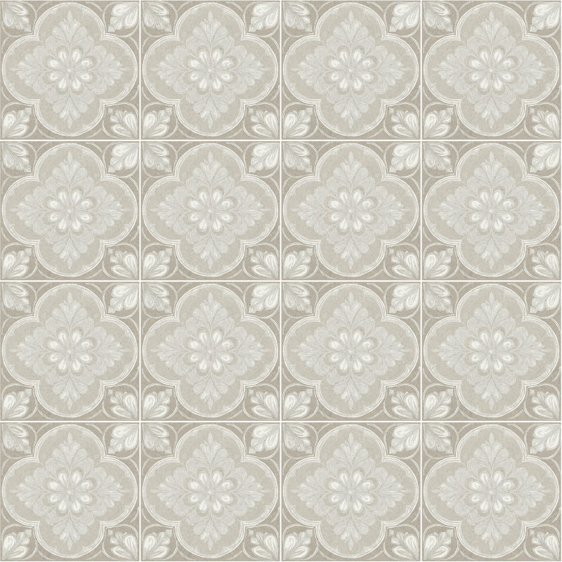 Flora Moda | 6"x6" Siena Porcelain Encaustic Look Floor & Wall Tile, Siena Taupe