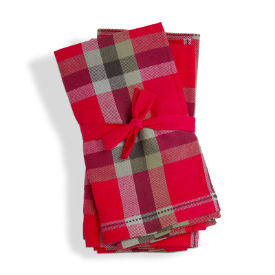 Chelsea Plaid Napkin Set Of 4 Red Cotton Christmas