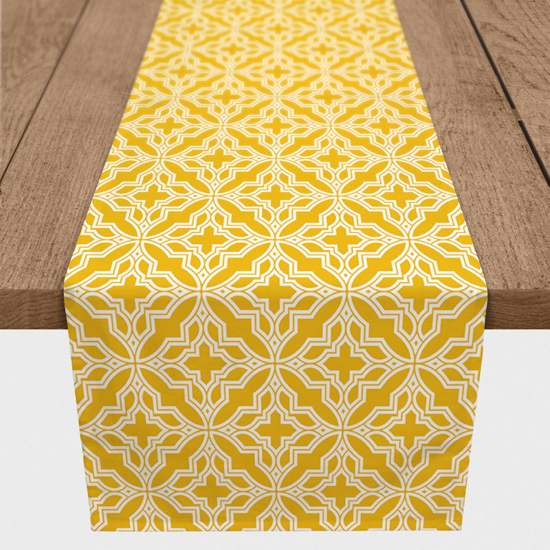 Chemin de table Hovig Geo, 90 po x 16 po, Jaune, Geometric 1