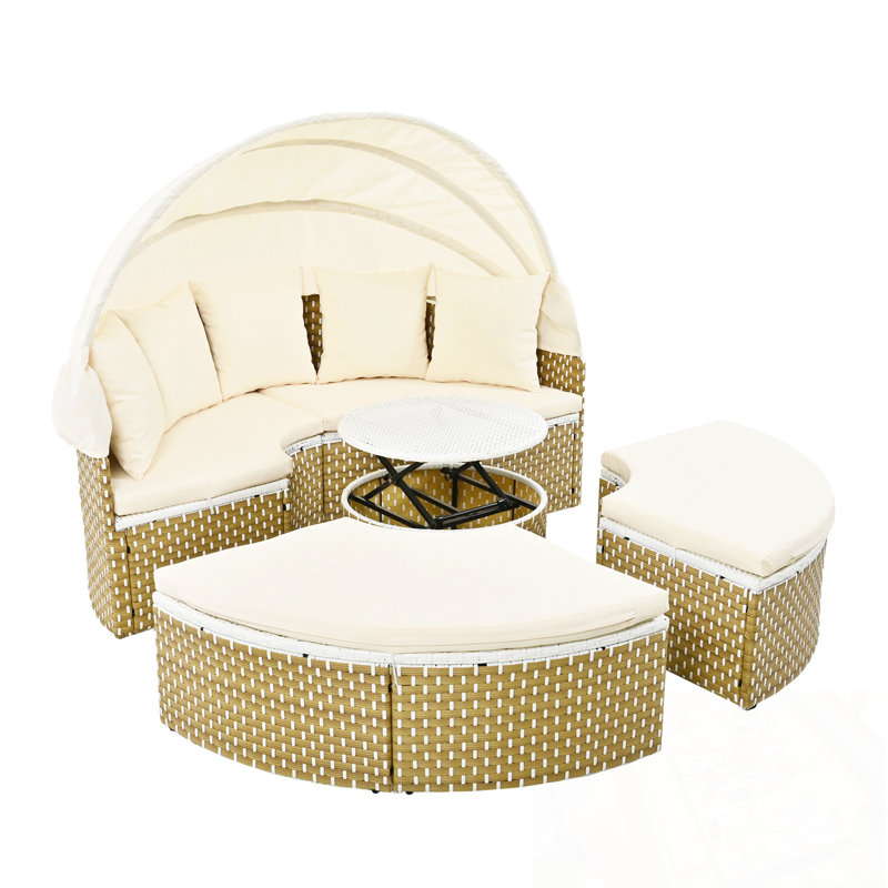 Ensemble de canapé d'extérieur rond avec auvent rétractable Patio Furniture, Beige