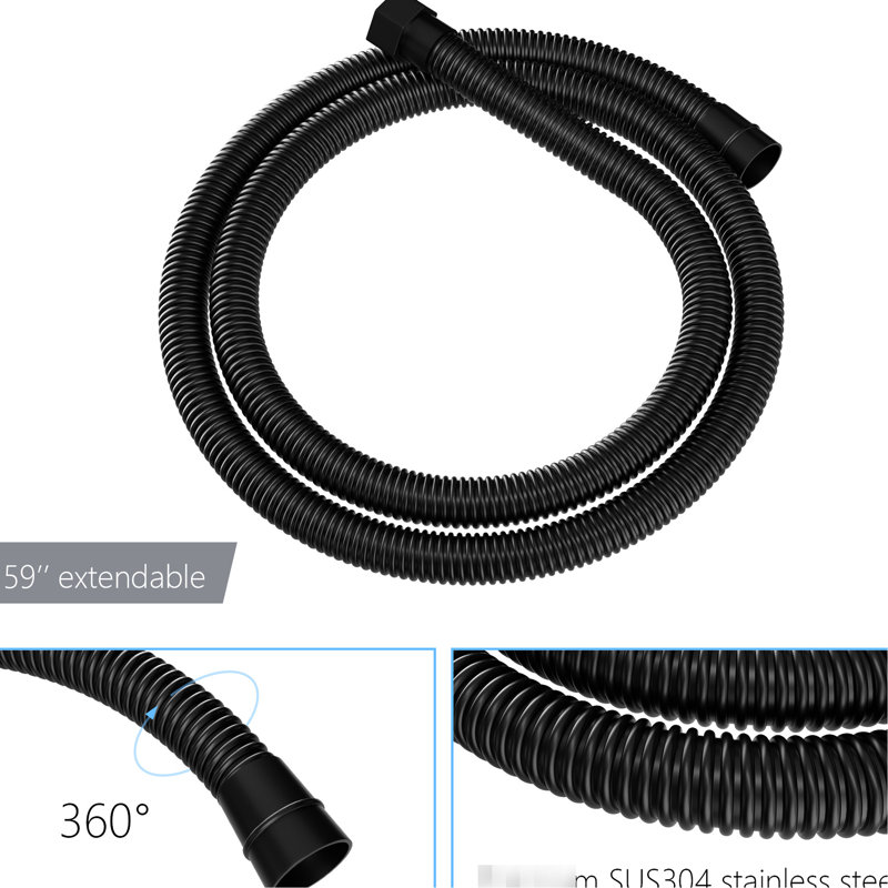 Douche murale de 12 pouces en noir mat - barre coulissante réglable, douche à effet pluie et système de douche à main avec système de réglage carré à 360 °, valve d'installation facile