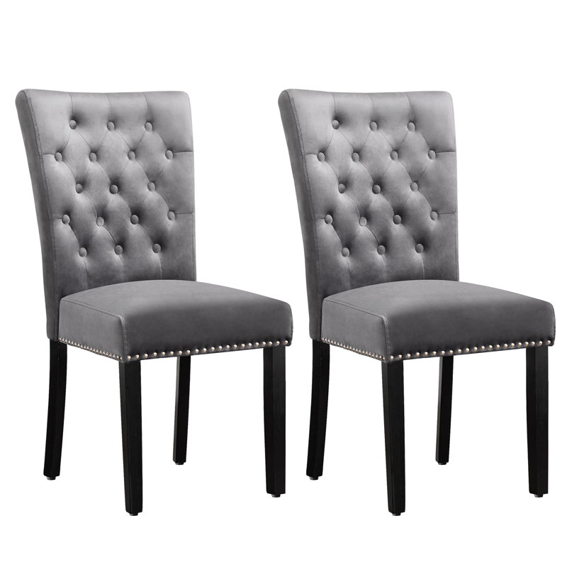 Amdan Tufted Velvet Modern Dining Chair, Gray