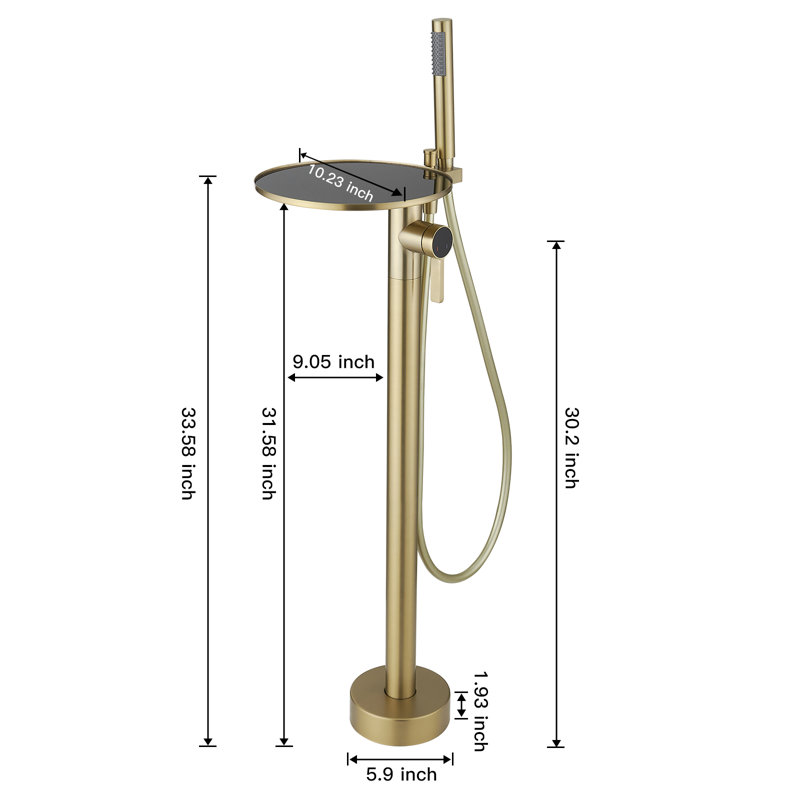 Single-Handle Claw Foot Freestanding Tub Faucet Roman Bathtub Filler With Hand Shower And Storage Tray, Brushed Gold