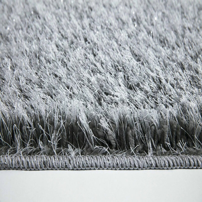 Natty Silver Shaggy Glitter Area Rugs & Mat – Luxury Soft Sparkle Shag Pile Carpet with Non-Slip Backing for Living Room, Bedroom, Hallway & Kitchen