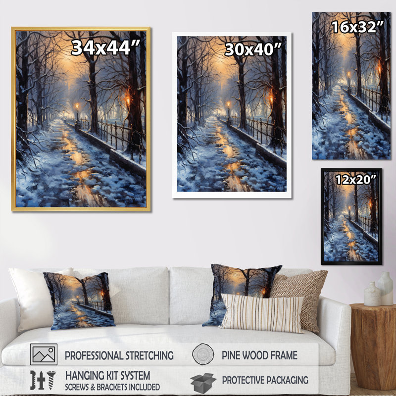 Alley of Trees In The Park II, reproduction d'art sur toile, Cadre flottant noir, 44" H x 34" W