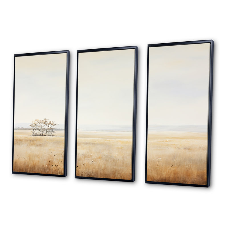 Ensemble de salon mural prairies prairies, Cadre flottant noir, H 40 po x l 60 po x P 1 po