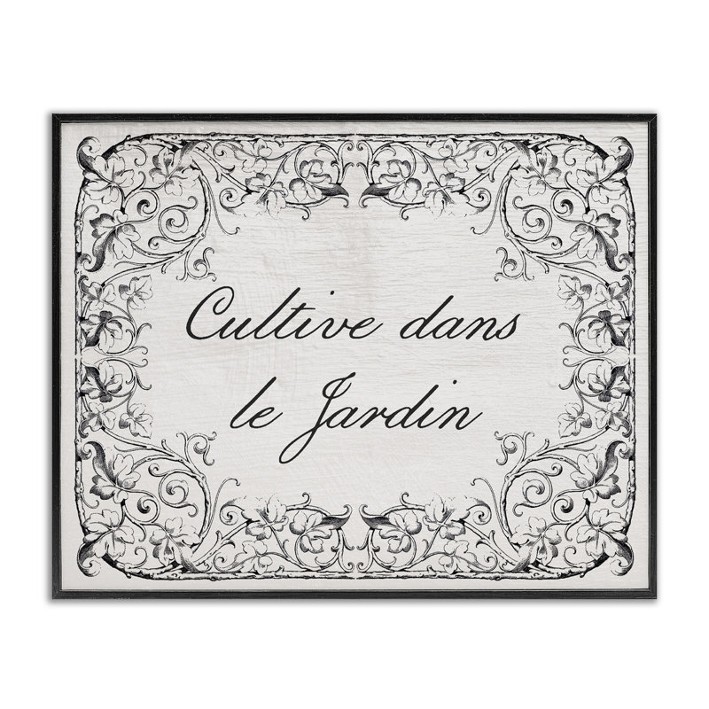 Giclée vintage cultivée dans le jardin, design par Lil 'Rue, H 16 po x l 20 po, Giclée encadrée noir minuit