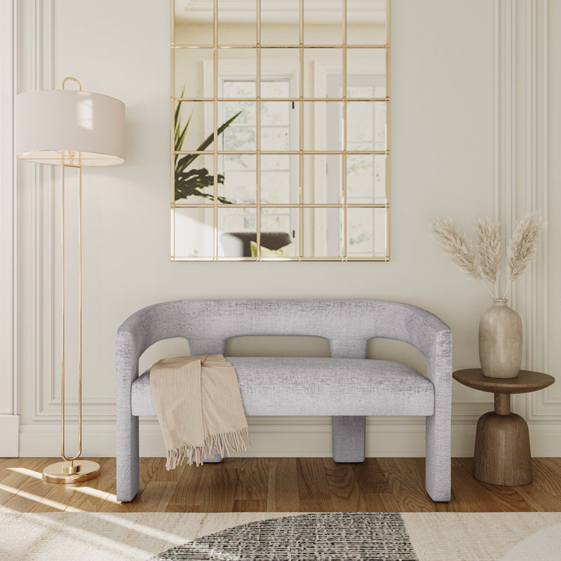 Banc rembourré Anouchka, Microsuède gris Gwen