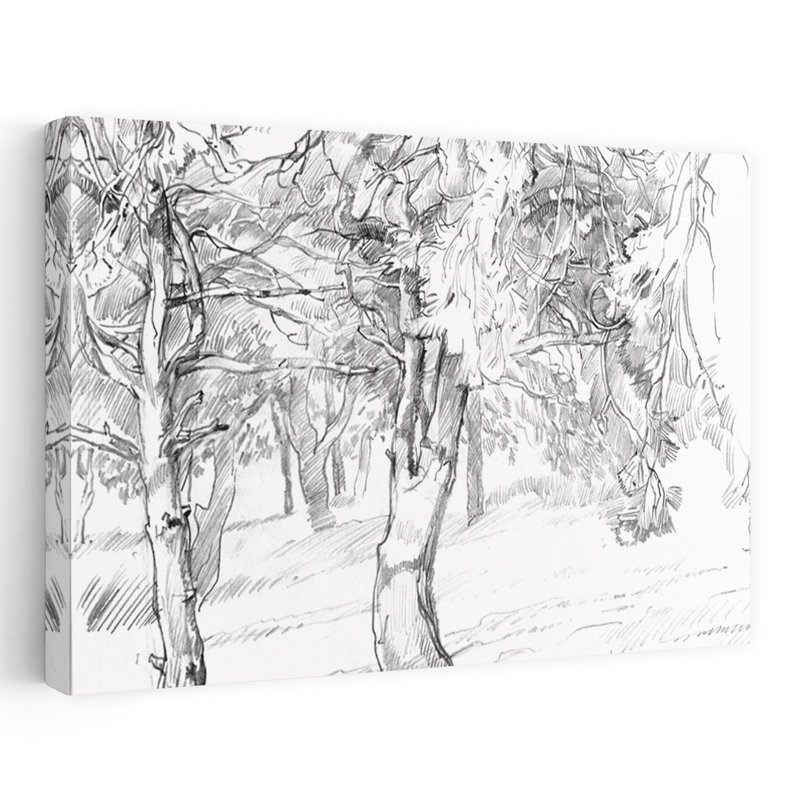 Reproduction d'art mural forêt ombragée, paisible, forêt abstraite, impression d'art mural, 40" H x 60" W
