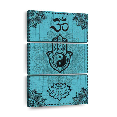 Zen Yin Yang sur Hamsa sur toile, reproduction de 3 pièces