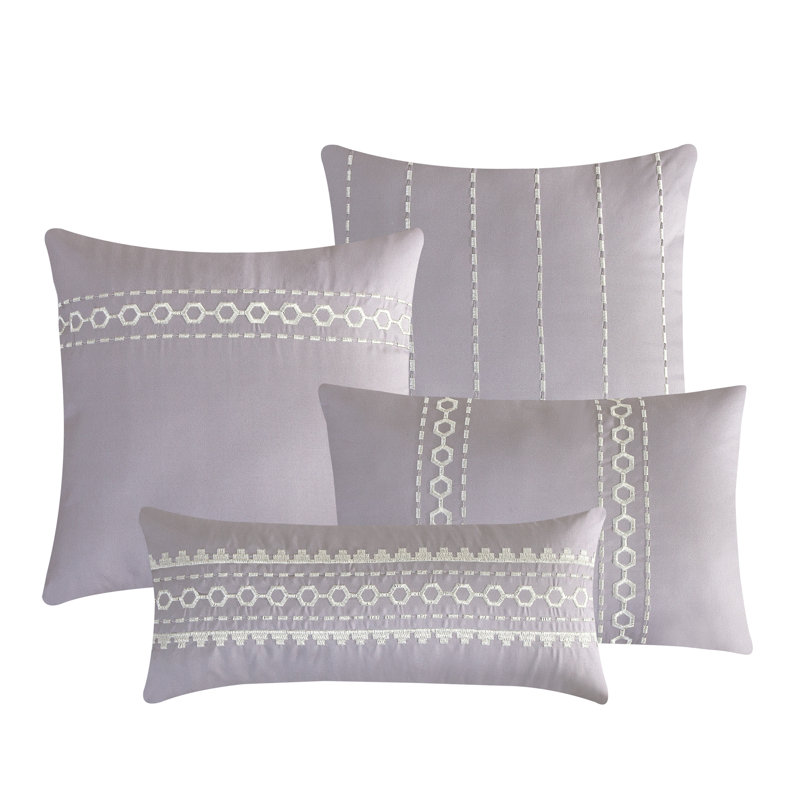 Ensemble d'édredon en microfibre lilas 7 pièces, Édredon grand + 6 pièces supplémentaires