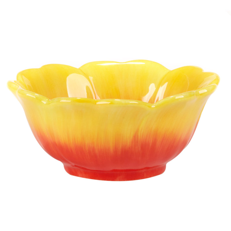 Poppy 3-D Flower Multicolor Ceramic Dessert Bowls, Set of 4