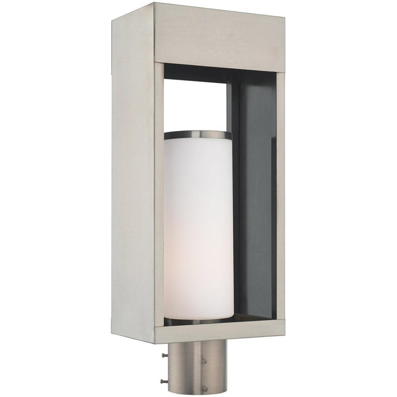 Luminaire suspendu d'extérieur 1 lumière, H 20 po x l 5,13 po x P 5,13 po, Nickel brossé