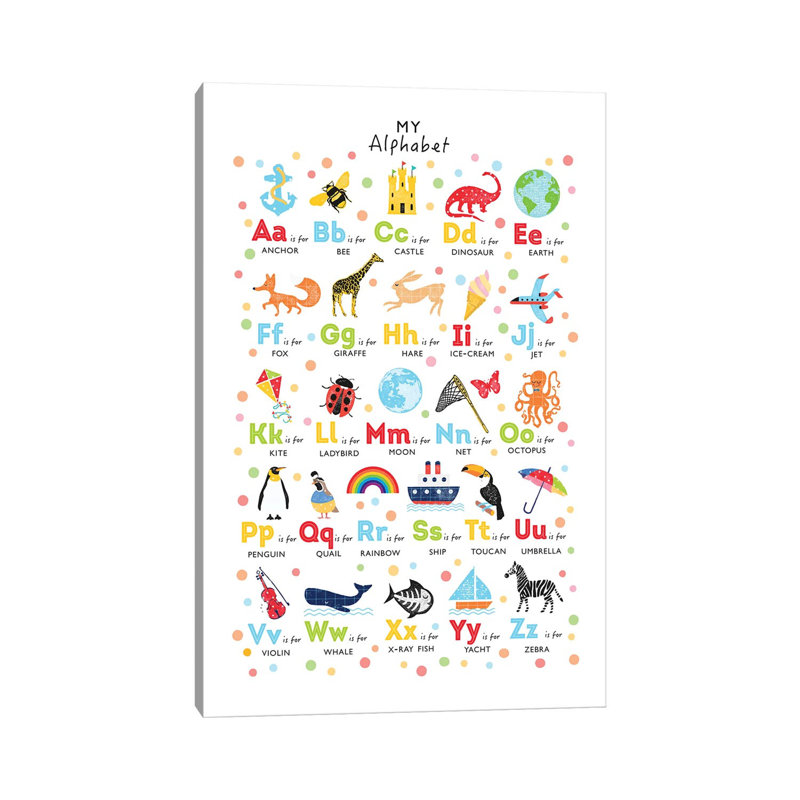 Bright Alphabet - Wrapped Canvas Print, 20.32 cm H x 30.48 cm W
