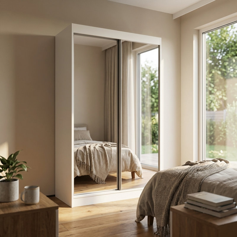 Armoire Jelinek 59 "avec tablettes réglables, tringle, Blanc, H 80 po x l 47 po x P 25,5 po
