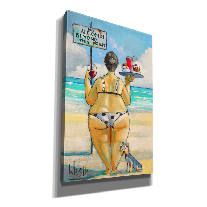 Art mural sur toile, "No Al alcool Beyond This Point" par Ronald West, H 40 po x l 26 po x P 1,5 po