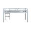 Lit mezzanine simple en bois d'hévéa massif gris. Facilement accessible. Base à lattes renforcée. Rangement supplémentaire sous le lit. Lit gris de faible hauteur pour un sommeil paisible, en bois. Inclus. Plateforme durable. Under-689148285