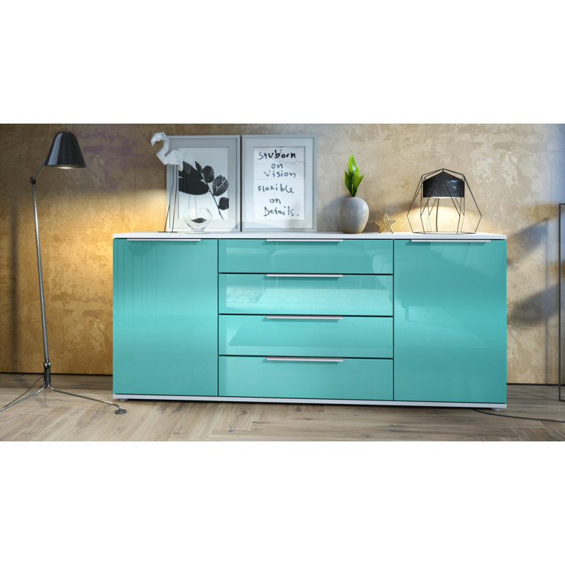 Adans 166.5cm Sideboard, High-gloss Petrol