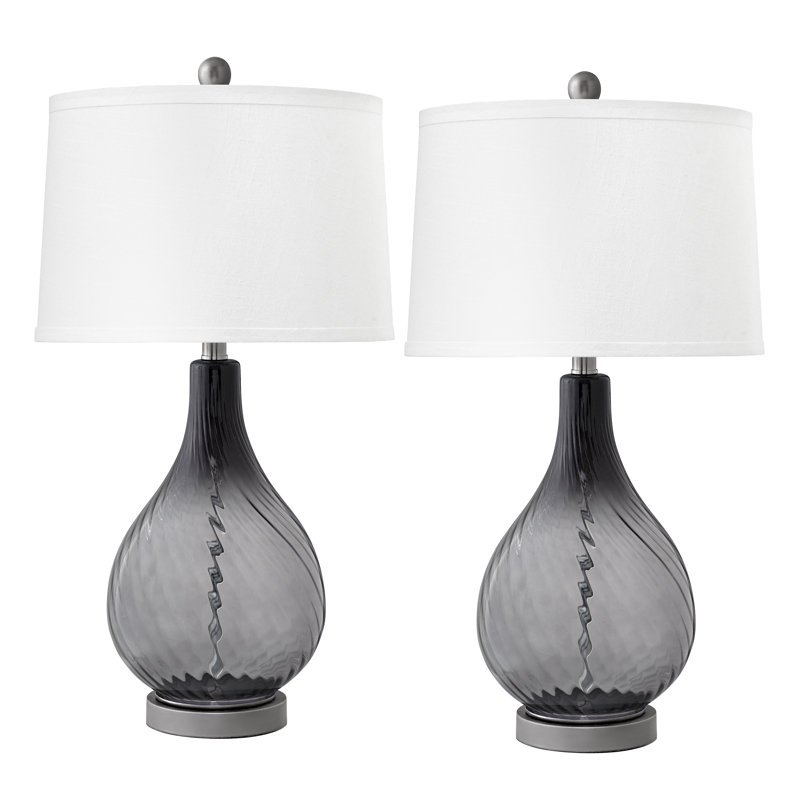 Lampe de table en verre tourbillon fumée 27 po Olbia