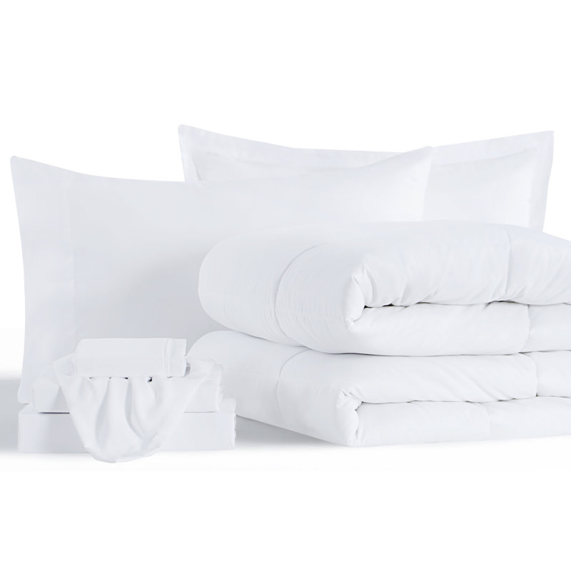 Ensemble d'édredon en microfibre 5/7-pièces , Blanc, Édredon double et 6 pièces supplémentaires