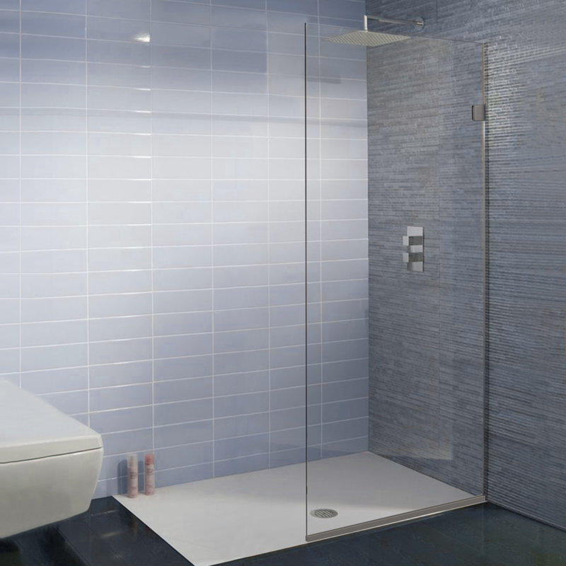 Boivin 24'' - W x 76'' H Door Frameless Fixed Glass Panel with, Brushed Nickel