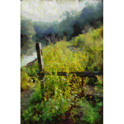 Champ vert peint et forêt