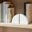 Nata Set of Two Bookends - 8" Set of White Marble Decorative Pie Bookends For Home or Office - Gifts for Book Lovers