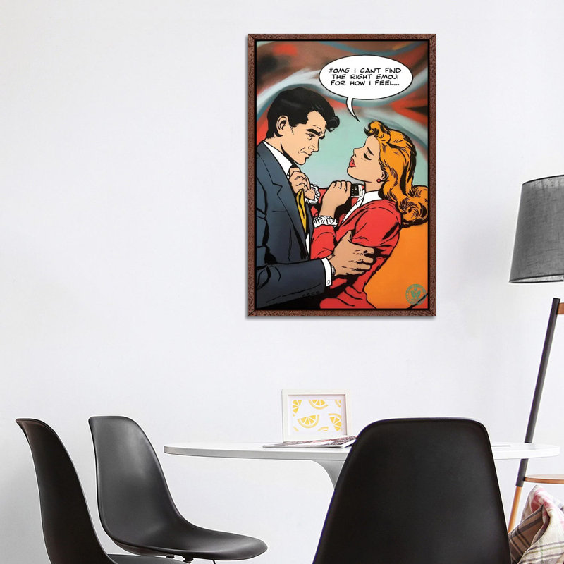 Emoji by D13EGO - Print on Canvas, Brown Framed Canvas, 101.6 cm H x 66.04 cm W