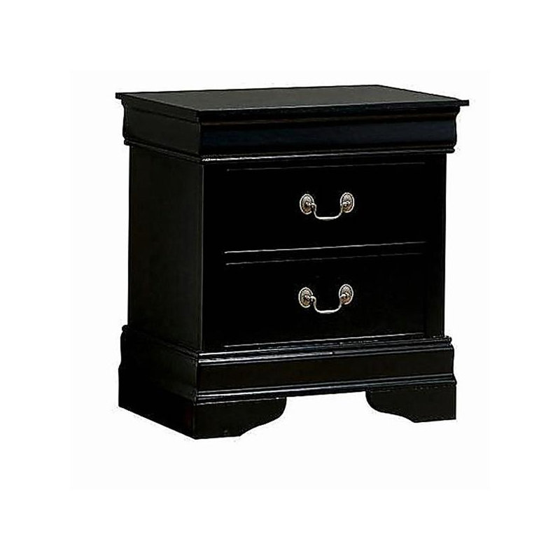 1pc Table de chevet noire Louis Philippe, Noir