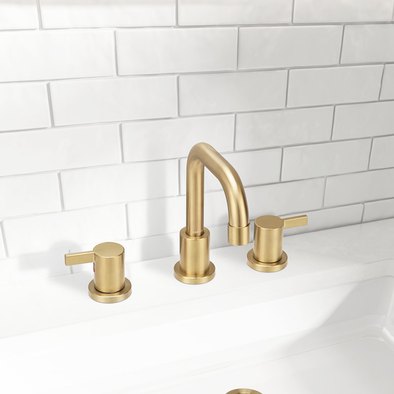Widespread 2-handle Bathroom Faucet with Drain Assembly, Brushed Gold