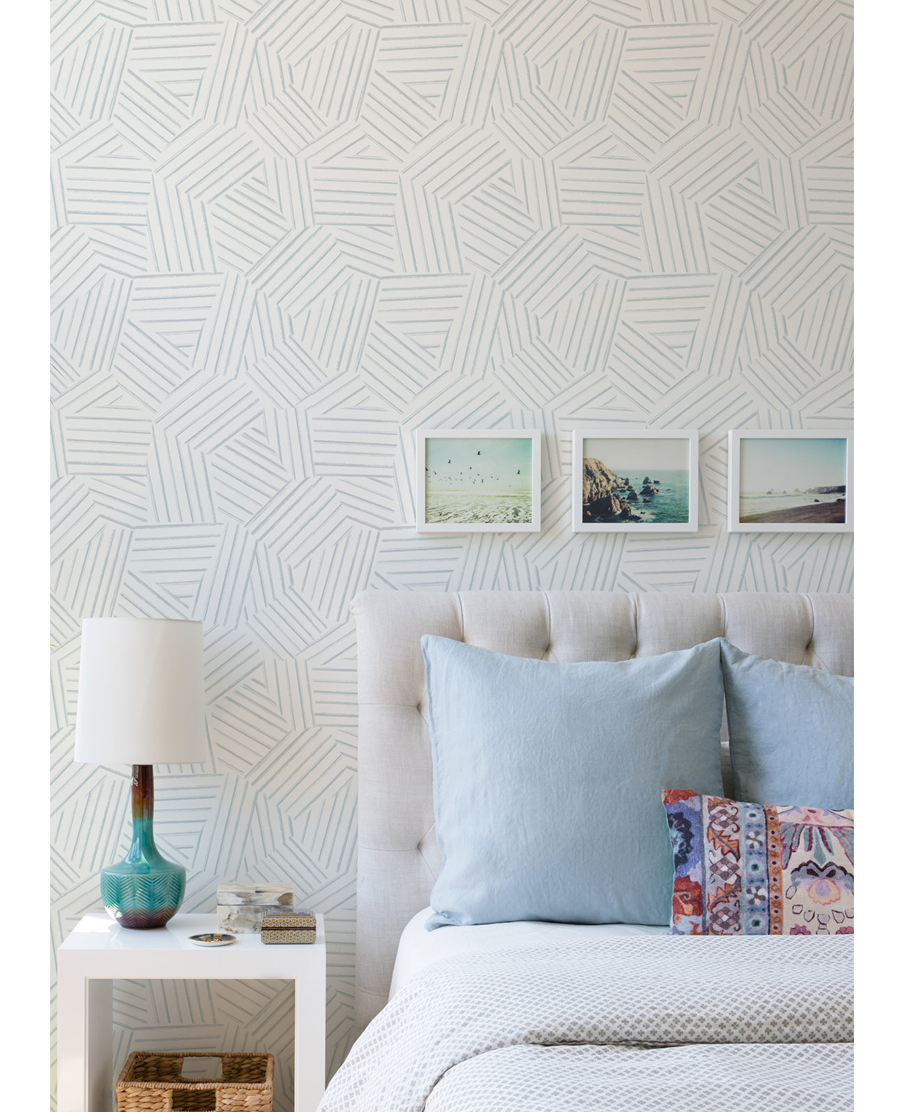 Molly Modern Geometric Wallpaper, Blue