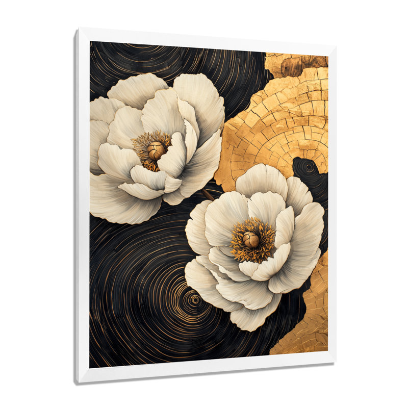 Balthrop - Floral Canvas Art Print, H 32 po x l 24 po, Reproduction encadrée sans passe-partout, Blanc