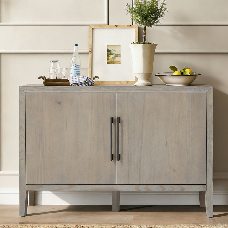 47 Inch Sideboard Buffet Cabinets, Wooden Storage Cabinet with Metal Handles for Living Room, Kitchen, grey