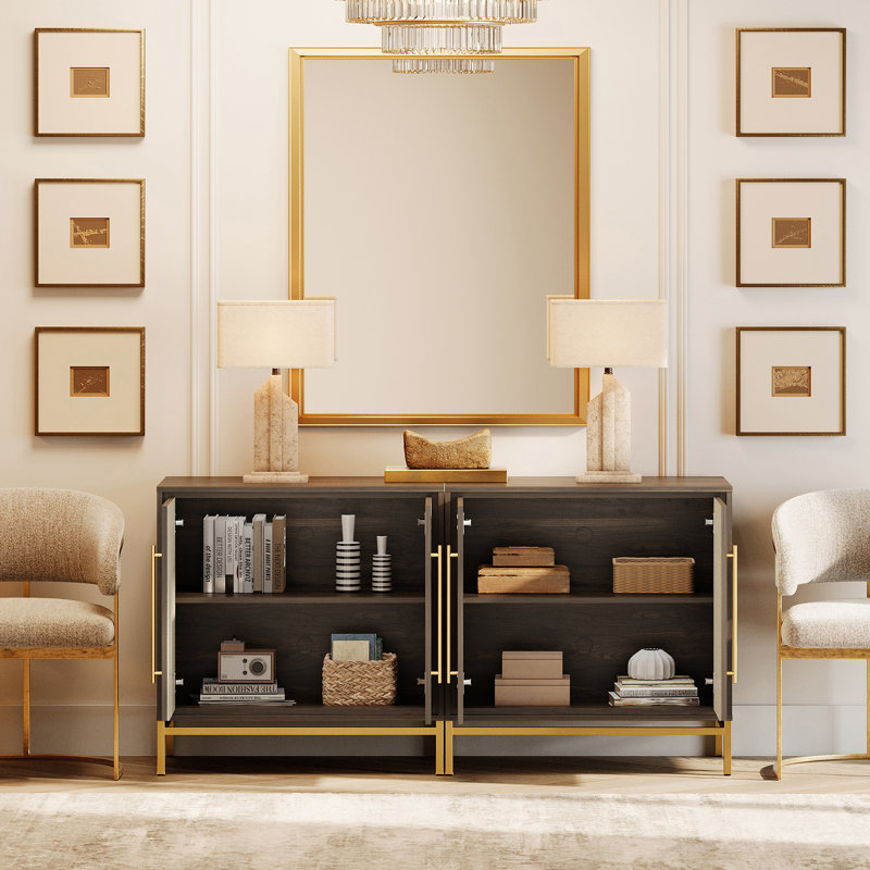  End Table With Leather Door And Adjustable Shelf