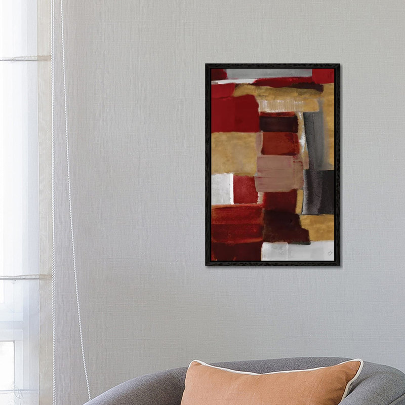 Red And Gold Light II by Lanie Loreth - Painting on Canvas, 66.04cm H x 45.72cm W x 3.81cm D, Black Floater Framed