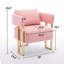 Chaise de salon rose avec support doré, rembourrage en molleton, pour le vestiaire, la salle de réception, le bureau, 1 siège confortable et moderne, pieds en métal doré - revêtement de 2 pièces, sans roulettes, soutien uniforme-1872875474
