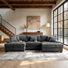 Canapé modulaire rembourré 3 pièces en flanelle de fourrure de lapin avec accoudoirs et coussins décoratifs 3 pièces