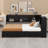 L- Shaped Metal Daybed with 5 Built-in Storage Cabinets, 2 Standard Plug Outlets and 2 USB ports, Pull out Trundle Bed Included-1113586477