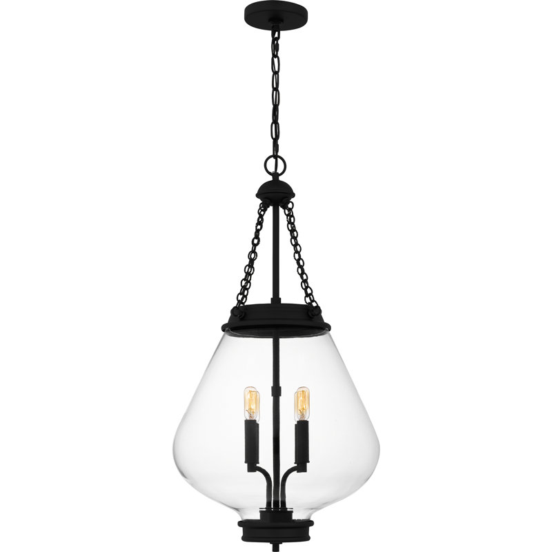 Luminaire suspendu patiné 4 lumières Wallace, Noir mat