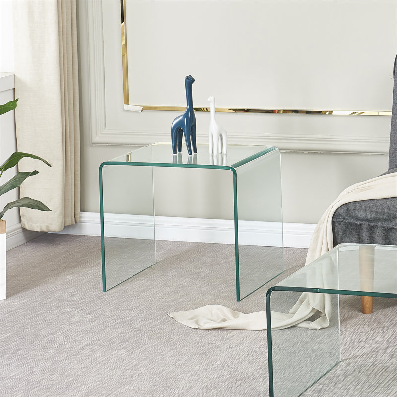 Table d'appoint et table de bout en verre trempé transparent trempé transparent