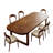 Antique-style Brown Solid Wood Rectangular Dining Table And Chair Set-116094555-116094557