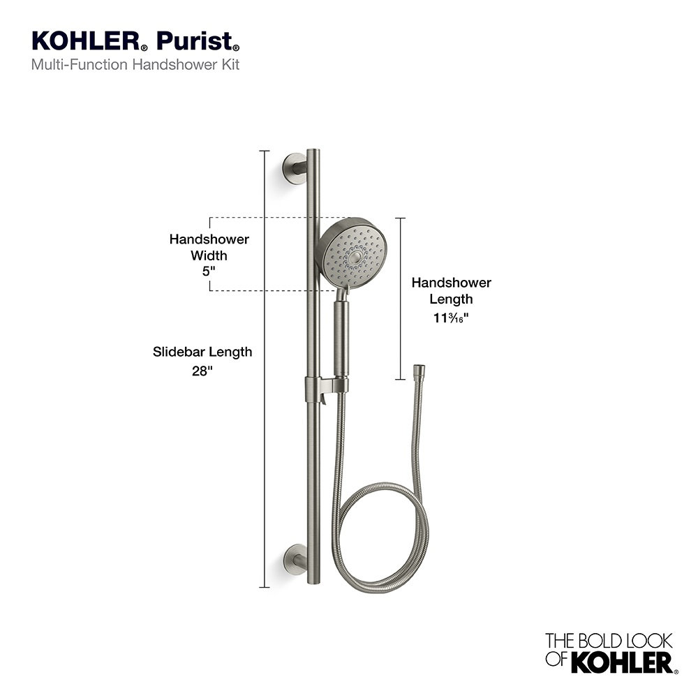 Purist 1.75 GPM Multifunction Handshower Kit, Vibrant Brushed Nickel, 1.75 GPM